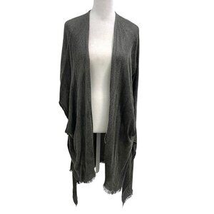 Free People Open-Knit Dolman Sleeve Sweater Cardigan Duster Gray One Size